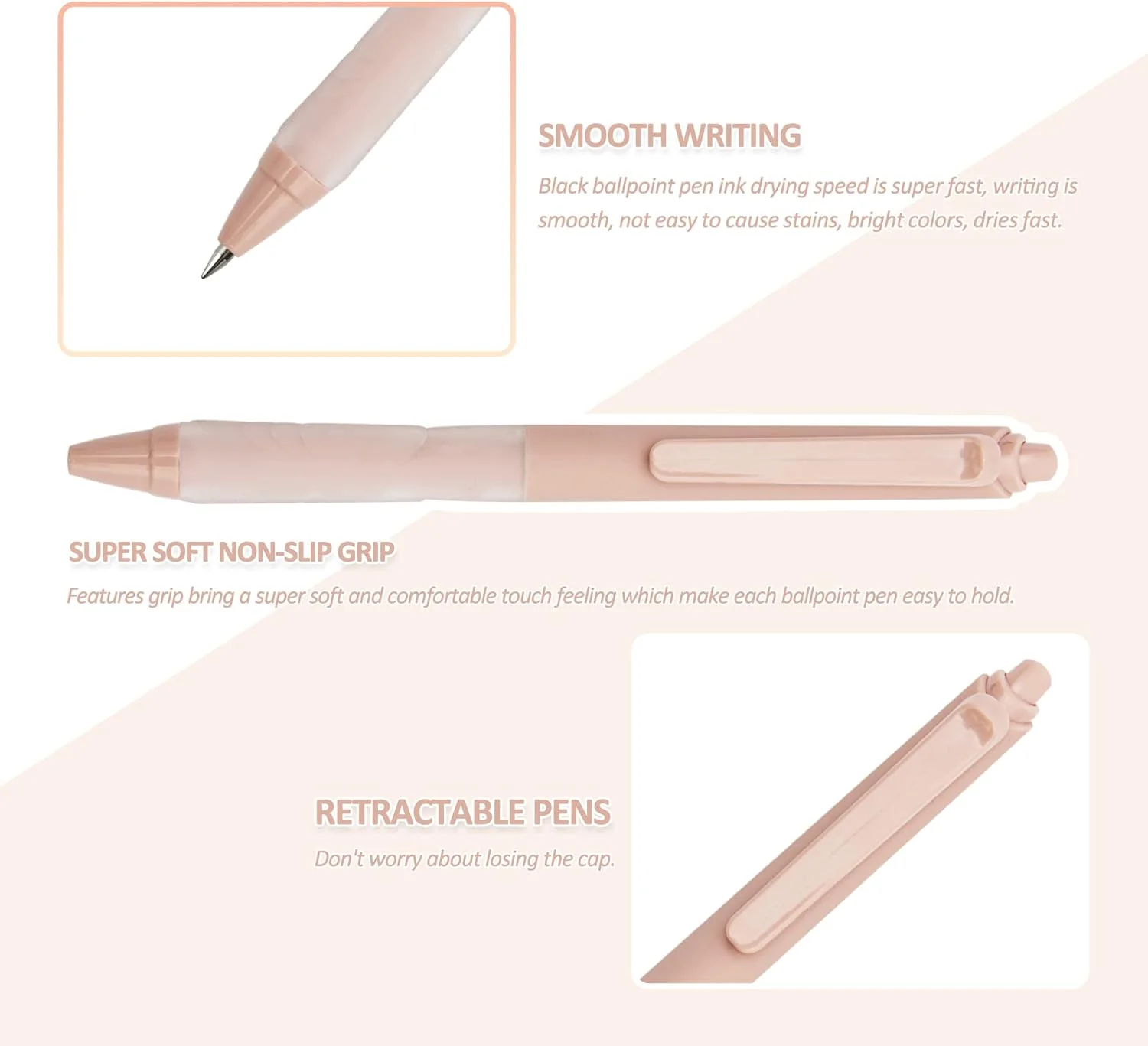 Linbsunne Ballpoint Pens Medium Point 1mm Black Pen with