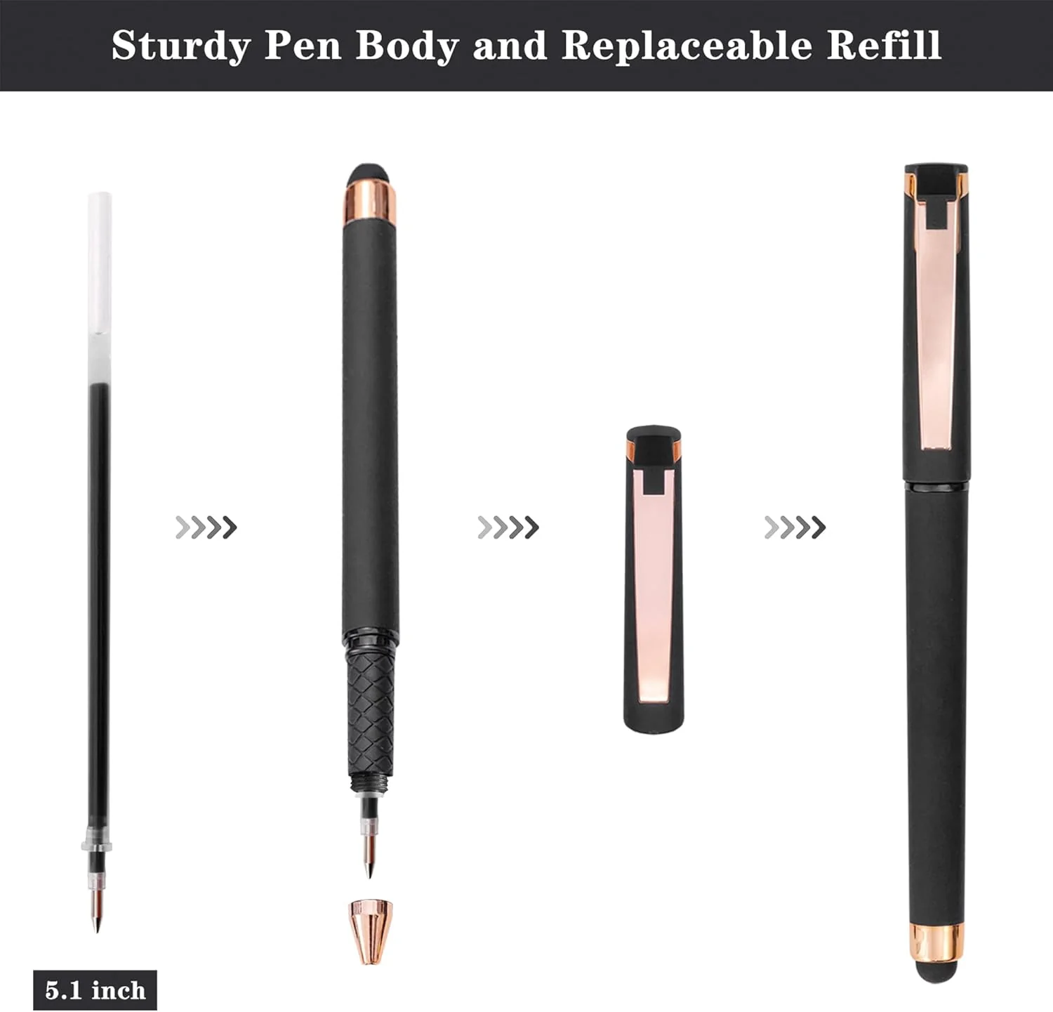 Linbsunne Black Gel Pens 0.7mm Medium Point Pen Office