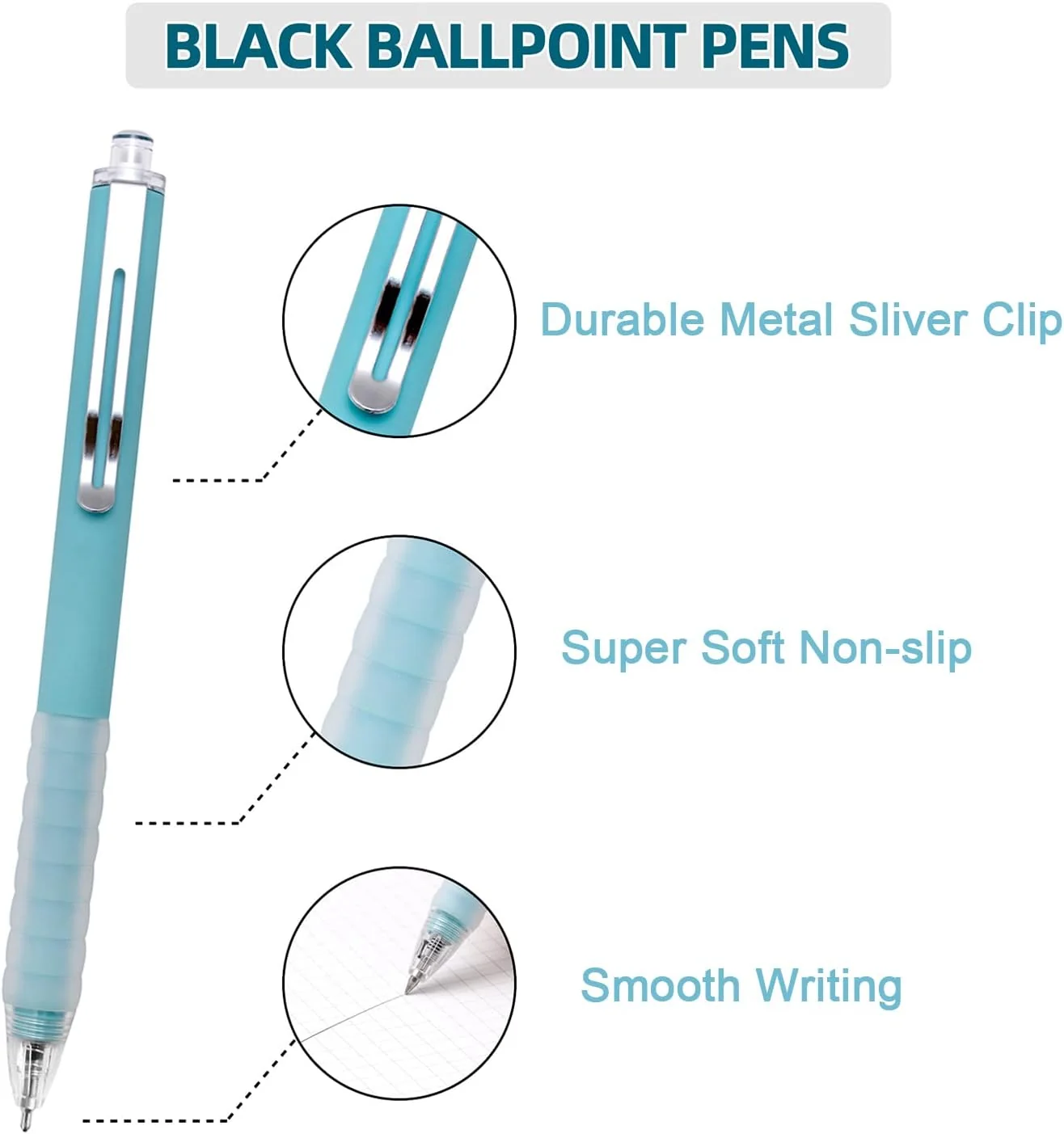 Linbsunne Ballpoint Pens Medium Point 1mm Black Ink Work