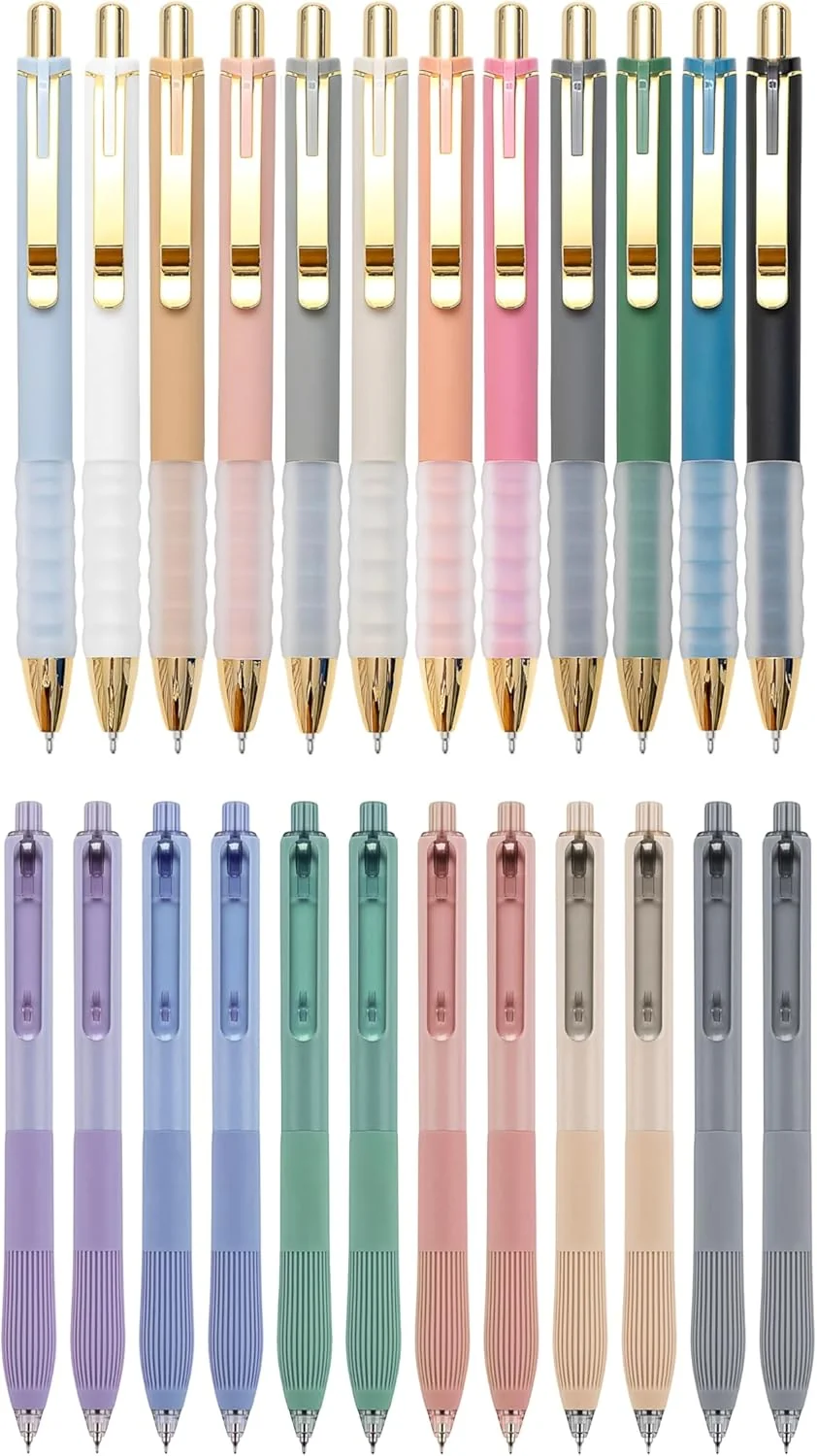 Linbsunne 12-count Black Ballpoint Pens(1.0mm) and 12-count Gel Pens(0.5mm)