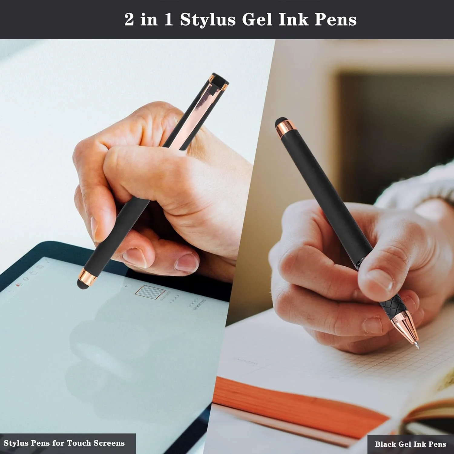 Linbsunne Black Gel Pens 0.7mm Medium Point Pen Office