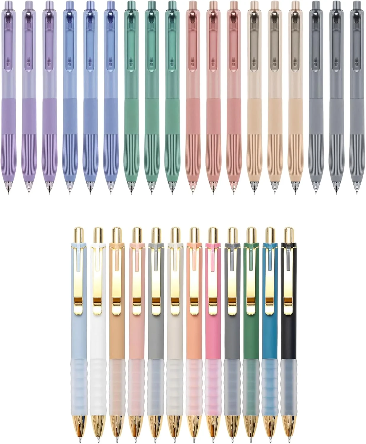 Linbsunne 18-count Black Gel Pens(0.5mm) and 12-count Ballpoint Pens(1.0mm)