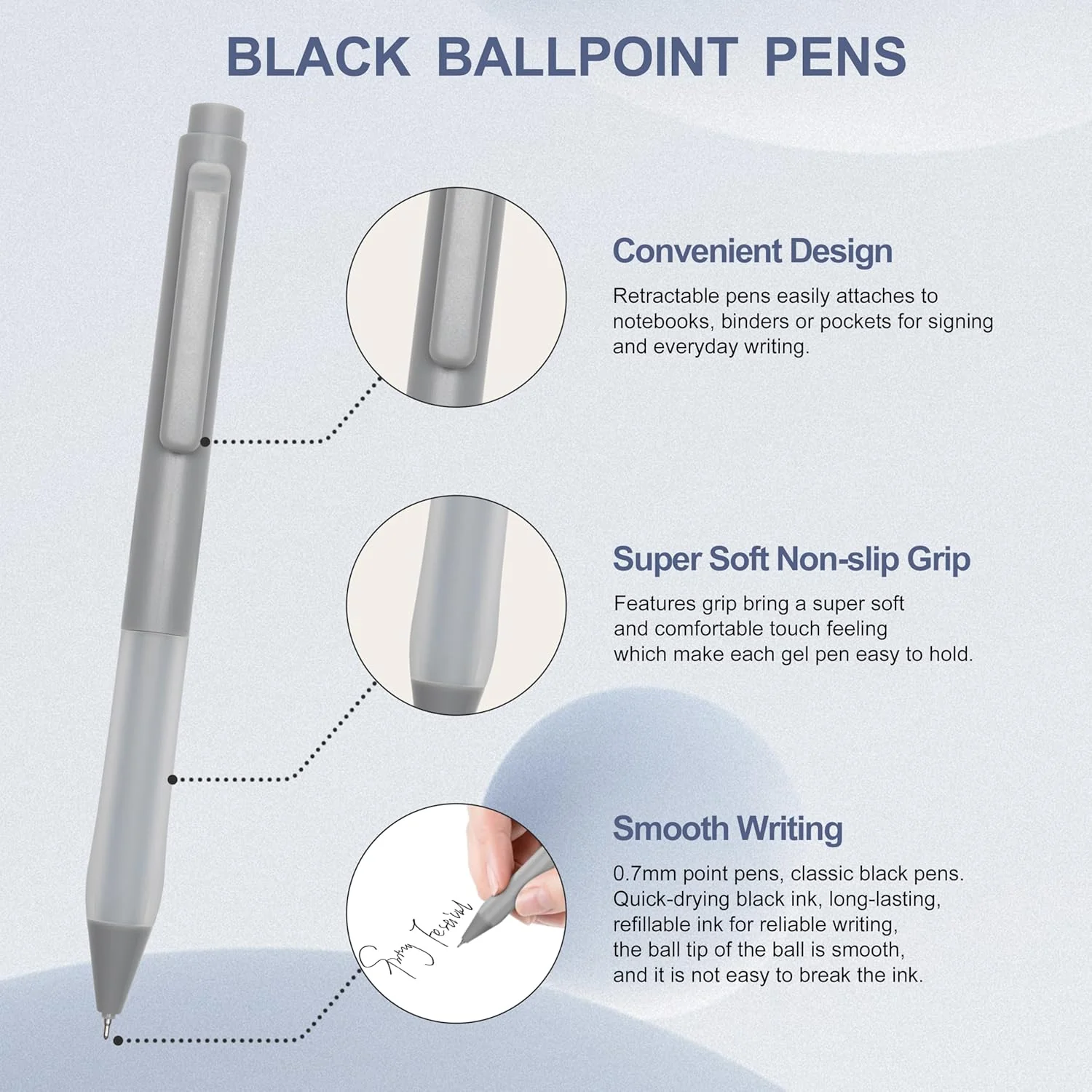Linbsunne Ballpoint Pens - 0.7mm Fine Point Smooth Writing