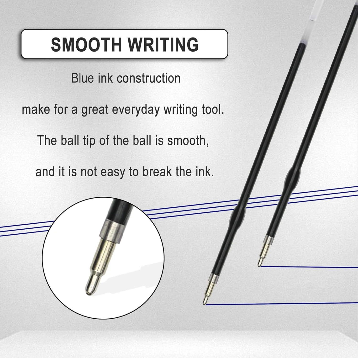 Linbsunne 50 Pieces Ballpoint Refills Medium Point 1.0 mm