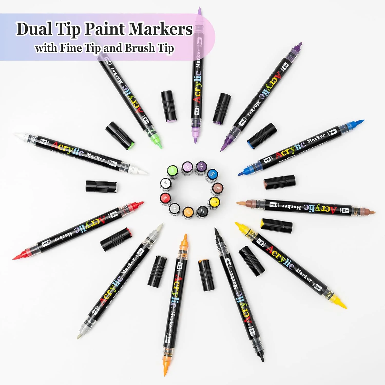 Linbsunne 48 Colors Markers Dual Tip Art Marker Set