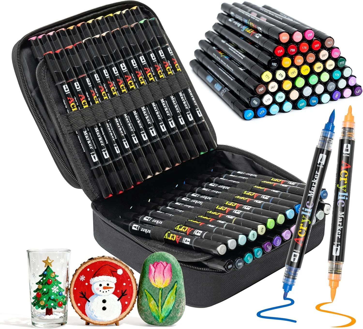 Linbsunne 48 Colors Markers Dual Tip Art Marker Set
