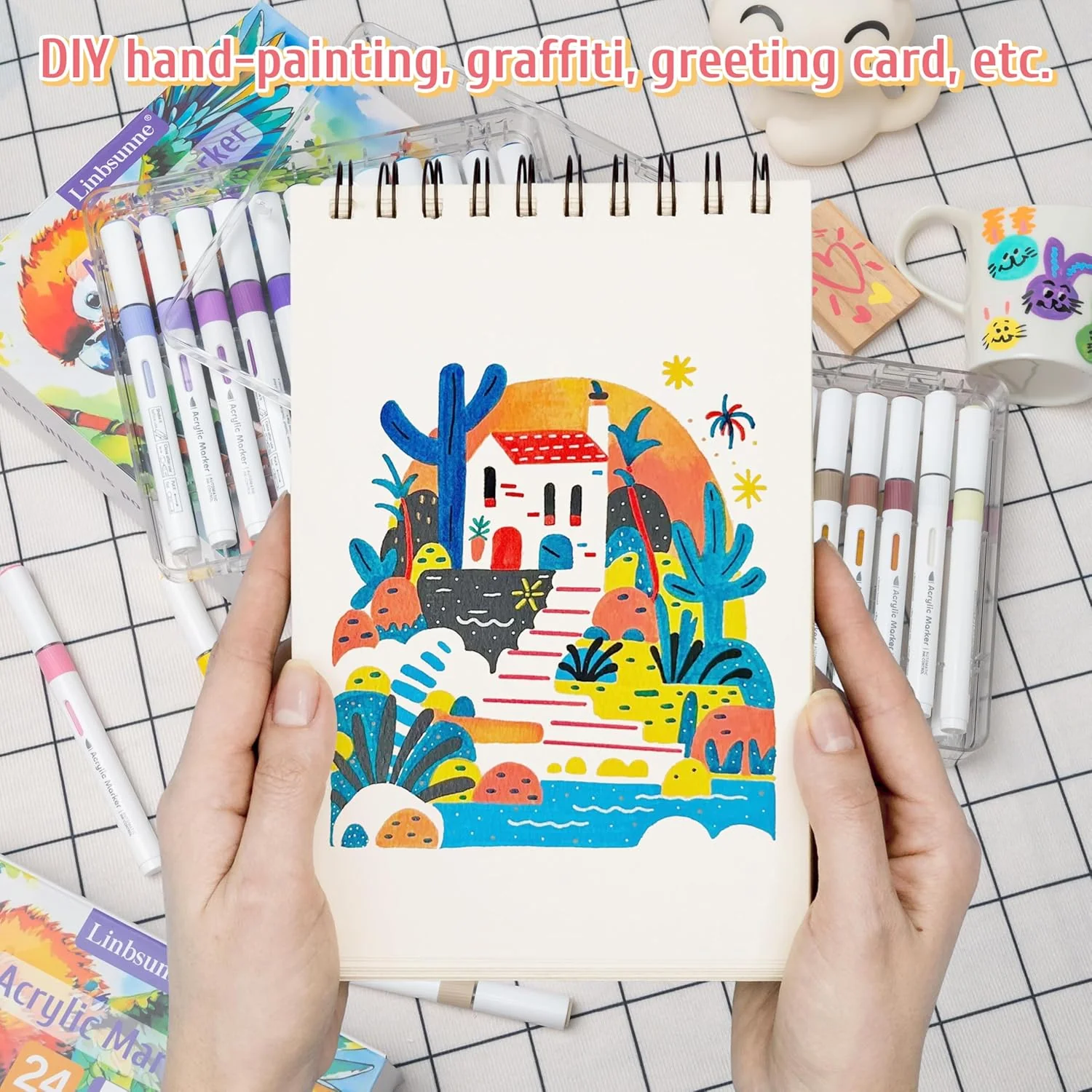 Linbsunne Paint Markers for Book Drawing, Coloring Illustrations, Ceramics