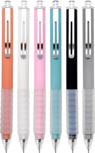 Linbsunne Ballpoint Pens 1 mm, Silver Clip, 6 Pack