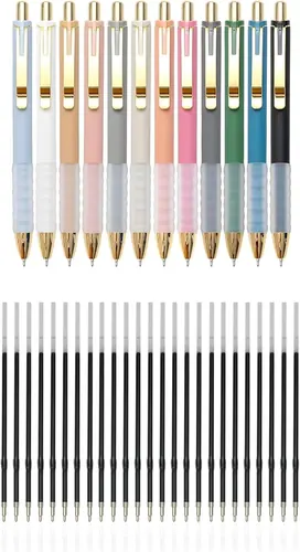 Linbsunne 12 Ballpoint Pens + 50 Blue Refills