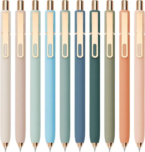 Linbsunne Office Gel Pens 0.5 mm, Gold Clip, 10 Pack