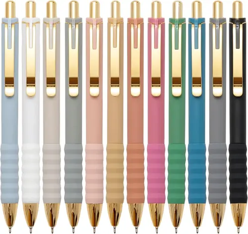 Linbsunne Soft Grip Ballpoint Pens 1.0 mm, Style 2, 12 Pack