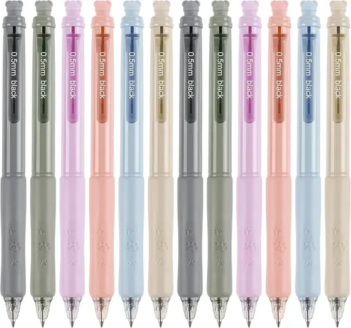 Linbsunne Erasable Gel Pens 0.5 mm, Black Ink, 12 Pack