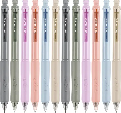 Linbsunne Erasable Gel Pens 0.5 mm, Blue Ink, 12 Pack